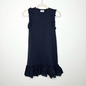 Red Valentino Dress Women XS ruffled knit sleeveless Navy Blue No Size Tag W